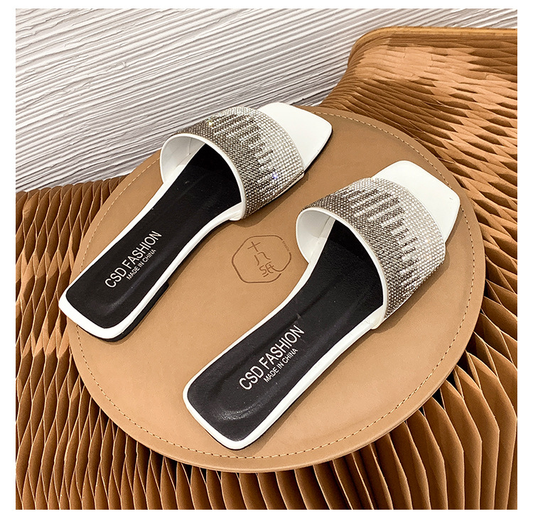 für Damen Frühling und Herbst Neue Oberbekleidung Flacher Boden Wasser Diamant 2024 Ein Wort Koreanische Ausgabe Instagram Groß 41-42_voghion.com