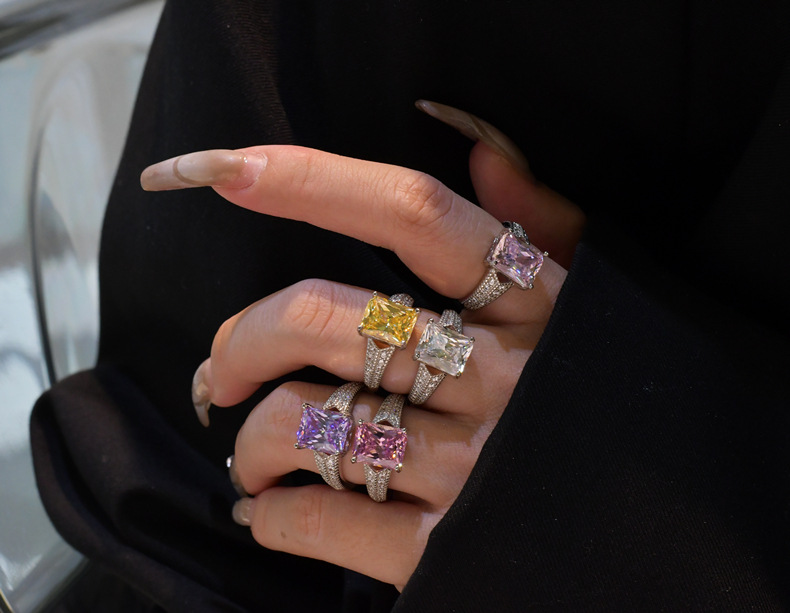 Fashion Geometric Sterling Silver Plating Zircon Rings 1 Piece