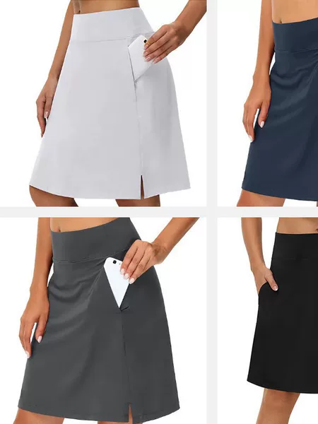 Cross-Border Casual Style Sports Tennis Skirt Pants, Faux Two-Piece Yoga Fitness Mid-Length 2025 Hot-Selling Women's Unique Style
