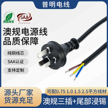 澳标三插电源线澳规尾部浸锡澳大利亚梅花尾插头澳洲品字尾电源线