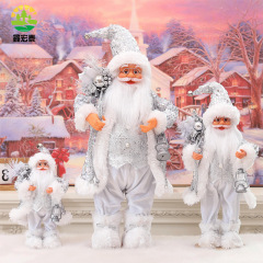 老人人形人形クリスマス装飾品立ち姿銀色雰囲気感プレゼント置物人形シーン配置