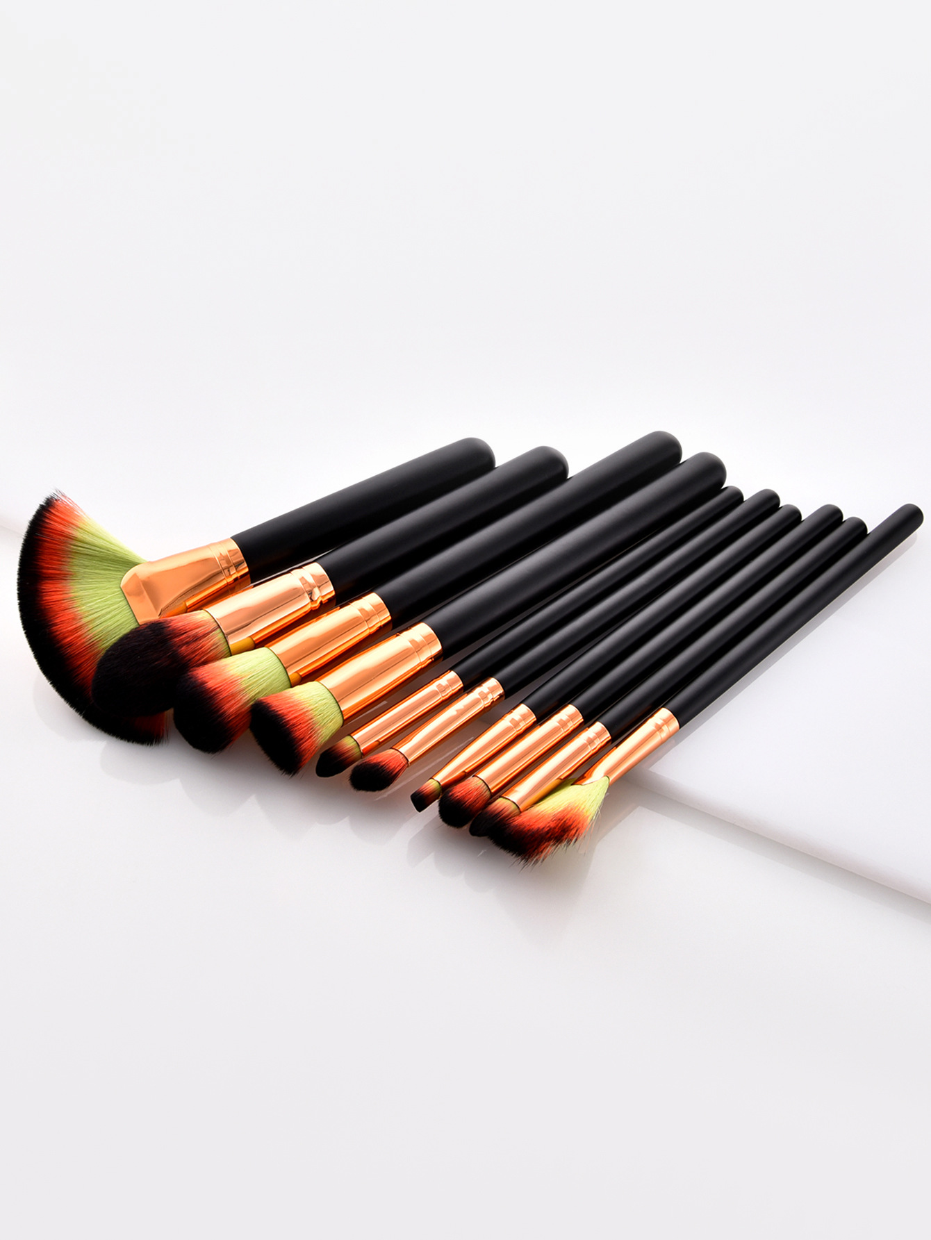 10 neue schwarze mehrfarbige Haar-Make-up-Pinsel-Set_voghion.com