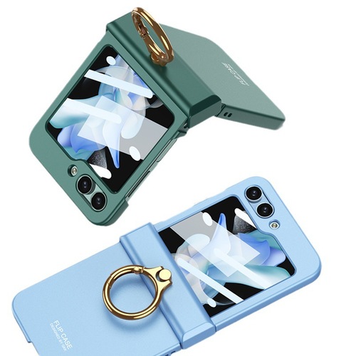 Suitable for Samsung Z flip5 mobile phone case, ultra-thin hinge ring bracket, shell and film integrated flip5 anti-fall protective cover