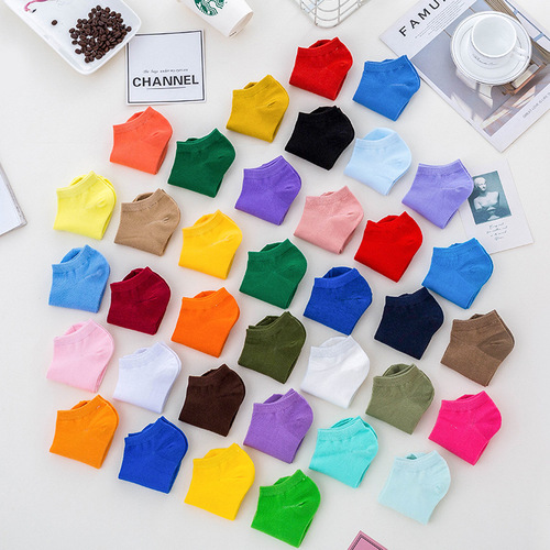 Japanese and Korean Fashion Cute Candy Color Cotton Short Socks, Everyday Commute Style Solid Color Breathable Elastic Soft Socks