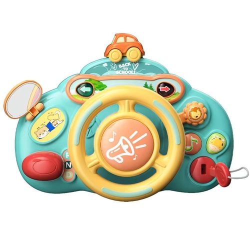 Children's steering wheel cartoon simulation co-pilot early education toy baby simulation back seat car baby educational toy