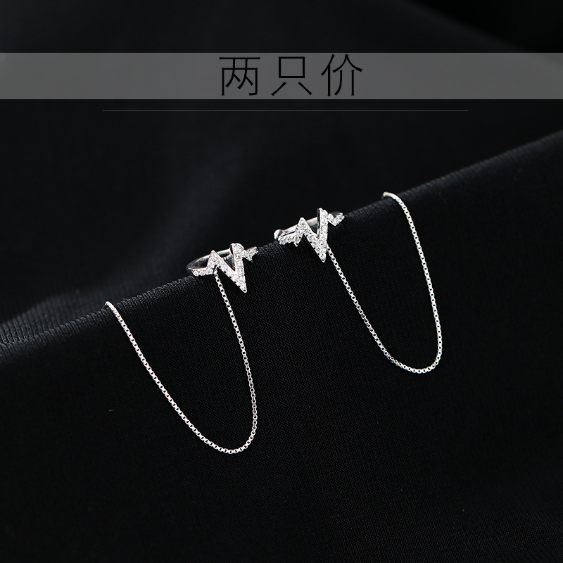 925 plata esterlina latido del corazón pendientes para mujeres 2022 nueva moda oído espárragos oído hueso clip oído cadena pendientes