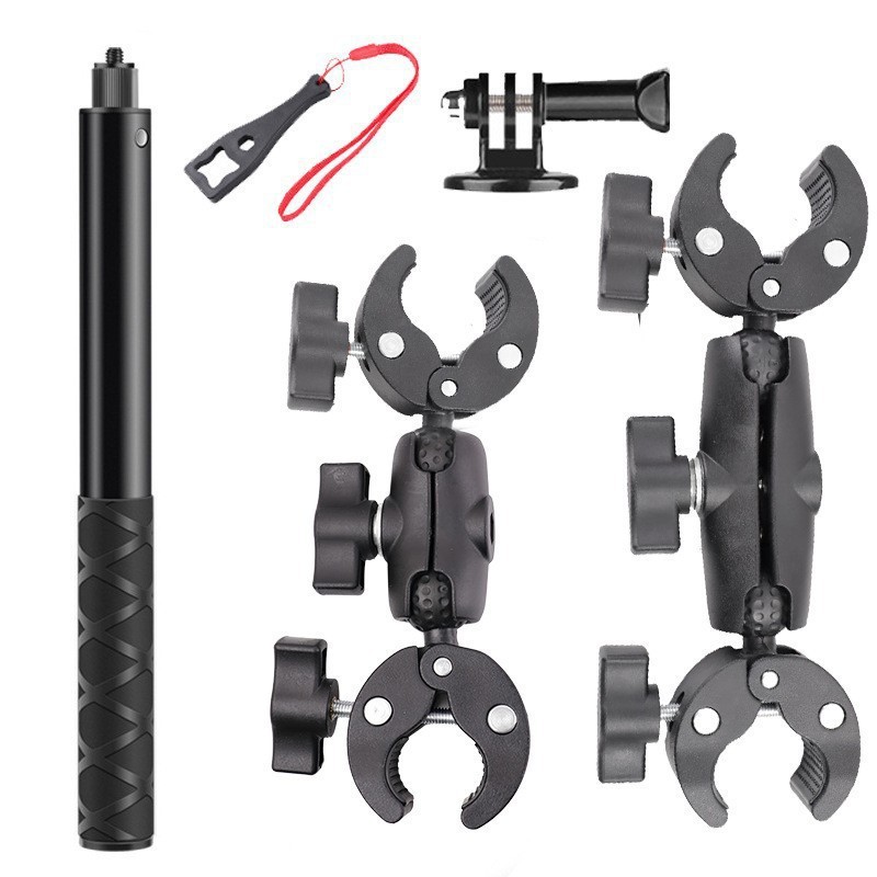 越境専用双頭強力カニ爪クランプ屋外手ぶれ補正オートバイ固定ブラケットスポーツカメラライディングブラケット