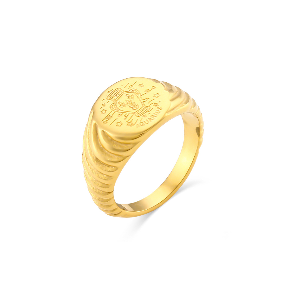 Retro Constellation Stainless Steel Rings Plating Stainless Steel Rings