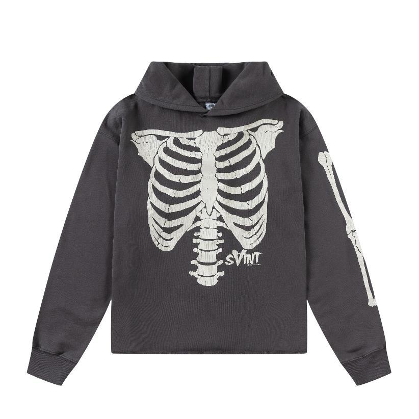 Felpa unisex vintage washed con stampa scheletro e strass_voghion.com