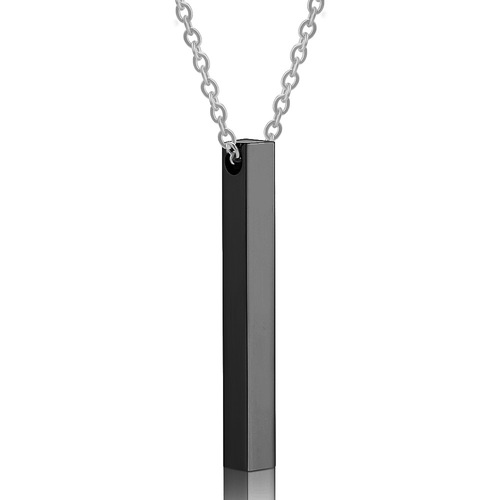 Personalized simple and fashionable lettering pendant long necklace Stainless steel cylinder rectangular laserable Logo necklace