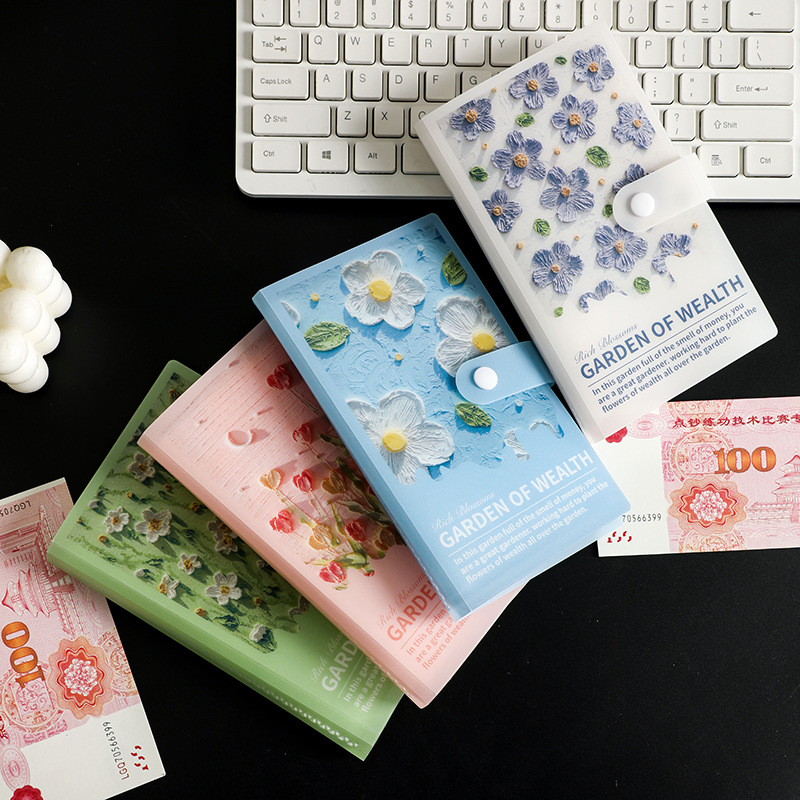 Money-Saving Book with Beautiful and Fresh Floral Designs for Students, Wealth Garden Print Portable Money-Saving Book, Cash Storage Book