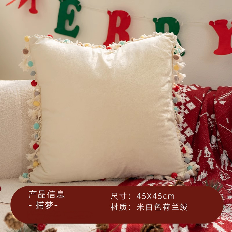 クリスマスインスタイル装飾刺繍枕クリスマスパーティー漫画ホリデーギフトクッションリビングルームソファベッド|undefined