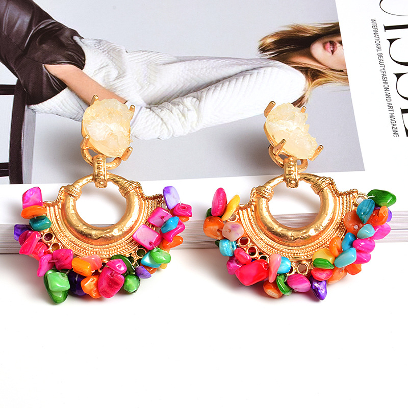 1 Pair Simple Style Color Block Patchwork Alloy Drop Earrings display picture 3