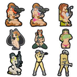 跨境现货 战术性感女人武器 士气章 PVC软胶魔术贴臂章补丁背包贴