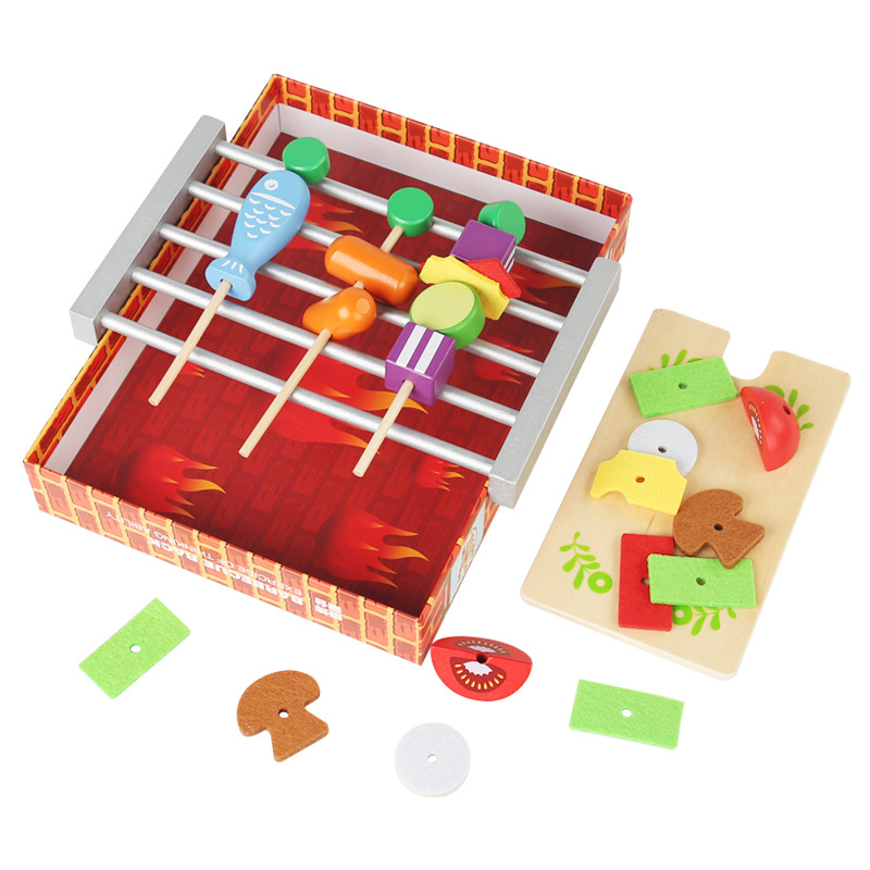 Niños de madera mini simulación parrilla juego de parrilla juego de regalos para cocinar chicas juguetes caseros