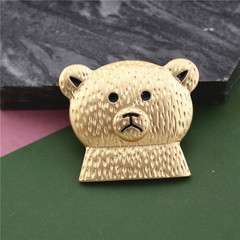 Panda Brooch in Alloy Animal Style, Bear Head Pin, Korean and Japanese Minimalist Gold Sand Series Badges