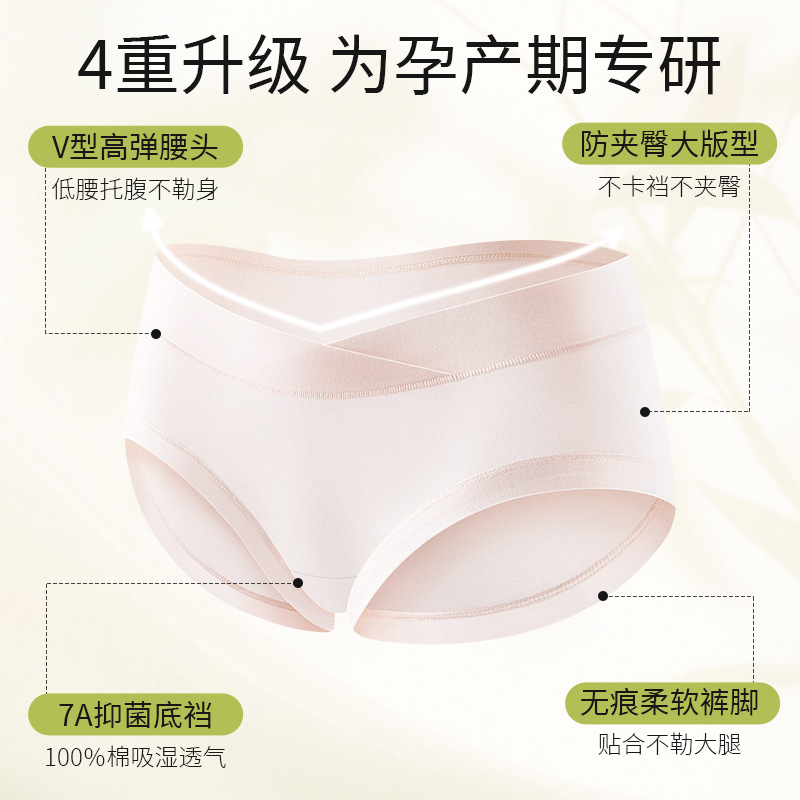 Ropa interior para mujeres embarazadas, entrepierna antibacteriana de algodón puro, embarazo temprano, medio y tardío, especial para soporte de cintura baja, ropa interior modal sin costuras posparto para mujeres