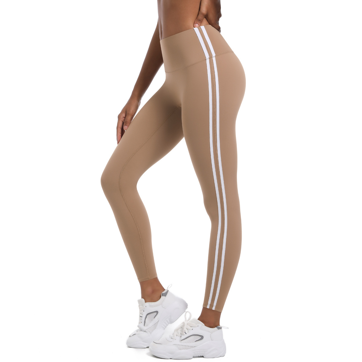 210g Weight Sleeveless Sleeve Length Nylon Fabric Type Short Top Length Leggings Pants Type Running, Sports Occasion Collarless Neckline Stripe Pattern Side Stripe Design Fitness, Sport Style Style Fitness Sport Style Stripe Nylon Collarless Side Stripe Active Bottoms Leggings 39