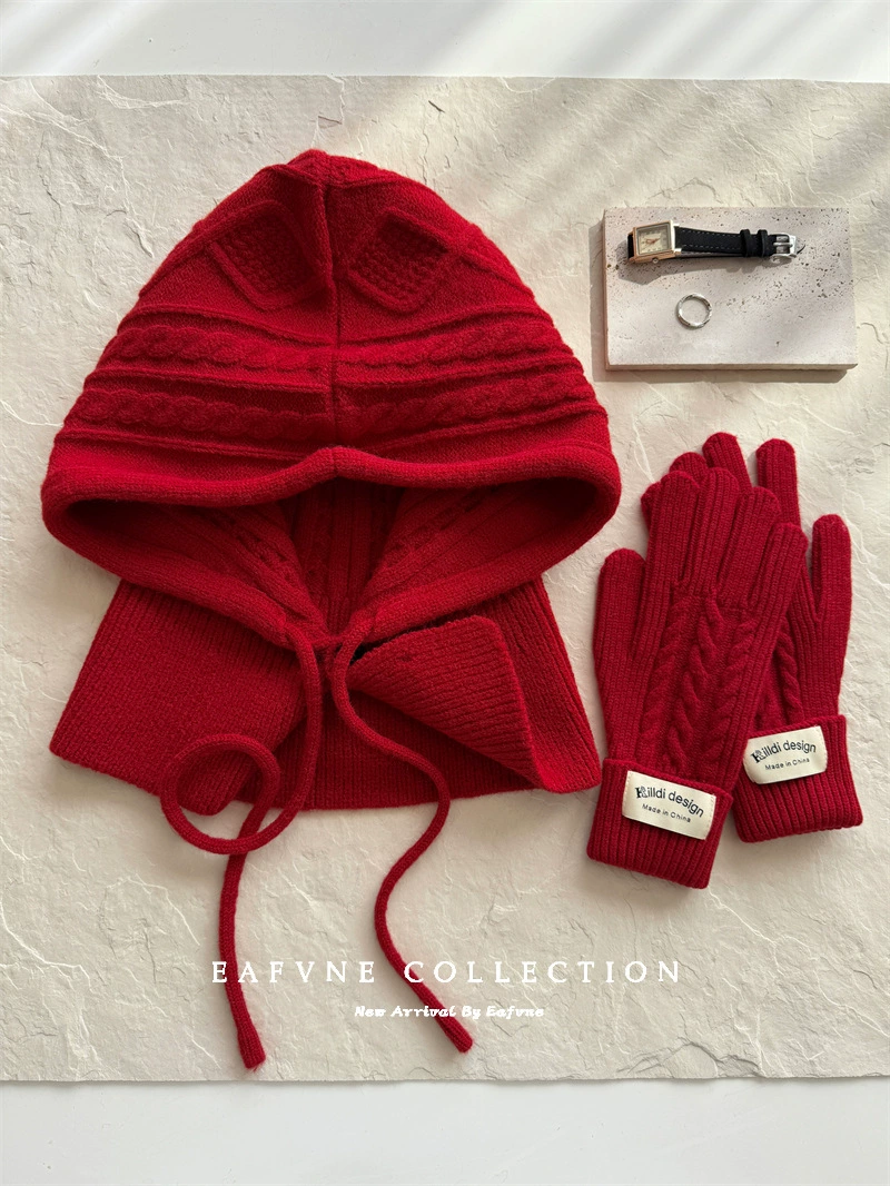 Retro winter keep warm scarf, woolen knitted hat, for beloved
