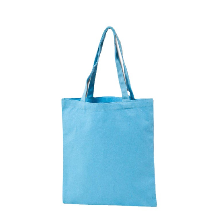 天蓝色再生帆布热升华彩色logo热转印rpet帆布购物袋广州供应轻便