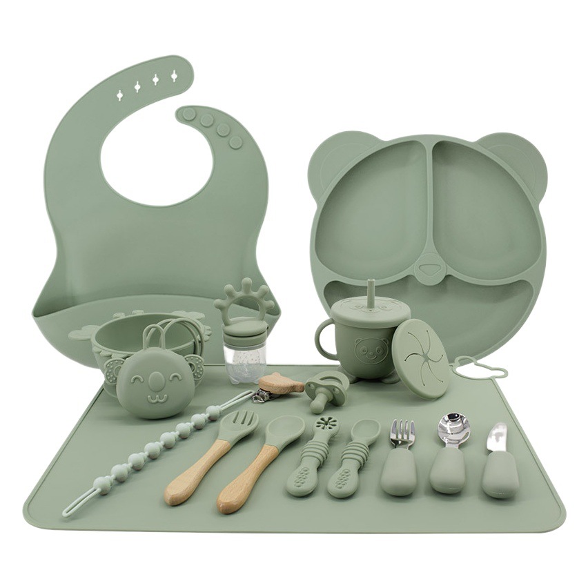 Ventosa de silicona para bebés, suplemento alimenticio para bebés, aprendizaje portátil, entrenamiento para comer, plato, tazón, juego de vajilla de silicona anti-caída