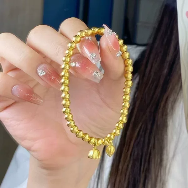 Ancient Legacy Bracelet Two-World Huan Lotus Golden Bead Vietnam Simulation Gold Color Wedding Gift Bracelet Bracelet
