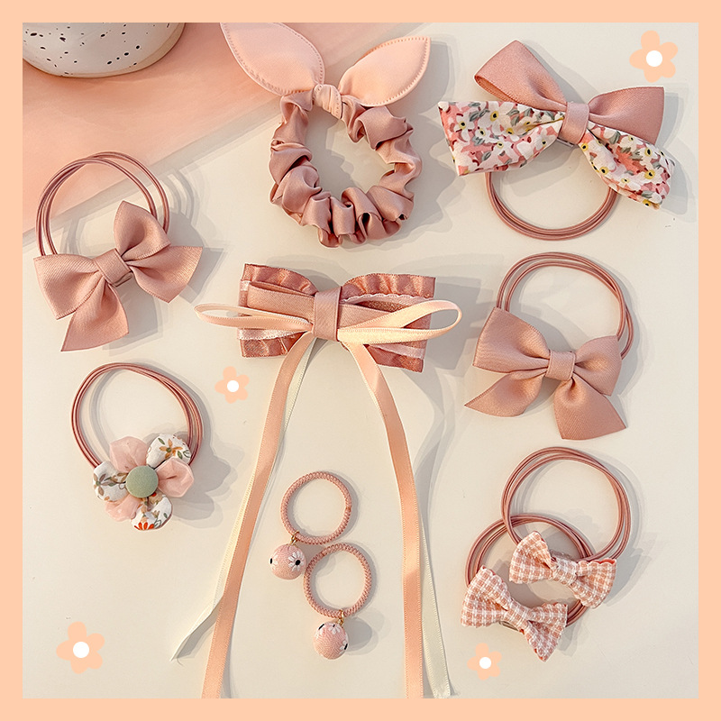 Little Flower Bowknot Rubber Hair Band 10-piece Set display picture 3