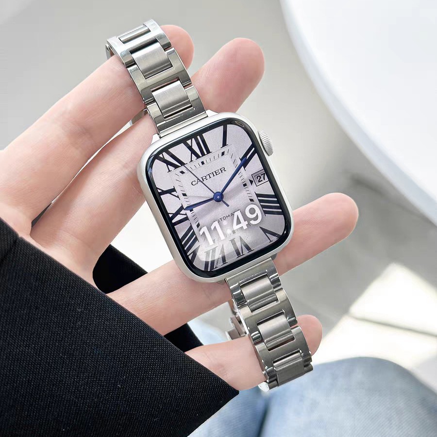 For Apple applewatch Strap Metal Blue Balloon Butterfly Buckle Simple Women's iwatch10 Watch Strap