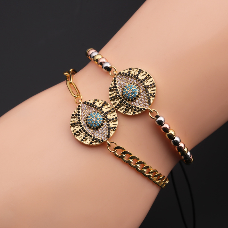 Copper Zircon Devil Eyes Adjustable Hand Jewelry Female Bracelet Fashion Blue Eye Bracelet