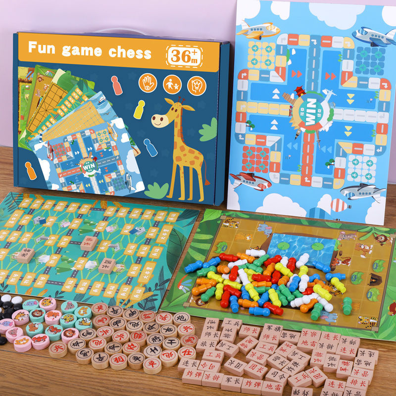 Damas de ajedrez voladoras ajedrez de cinco piezas ajedrez animal ajedrez serpiente ajedrez multifuncional juego dos en uno juguetes educativos para niños estudiante