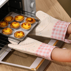 Cotton silicone oven gloves, plaid cloth hand clips, anti-scalding microwave oven gloves, silicone insulation gloves, manufacturer wholesale