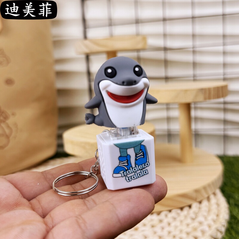 外国AI山海经木棍人tungtungsahu跑鞋鲨鱼按键发声挂件抽象钥匙扣|undefined