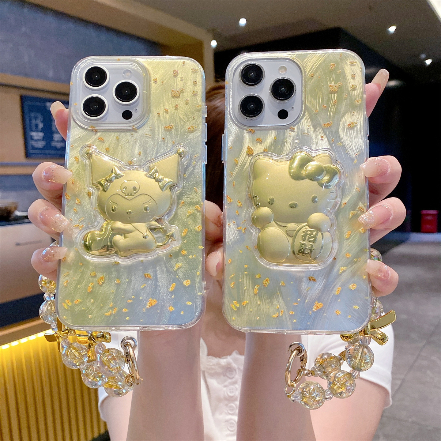 新款适用VIVO V60手机壳Y400库洛米KT猫S30渐变金箔羽纱IMD套手链