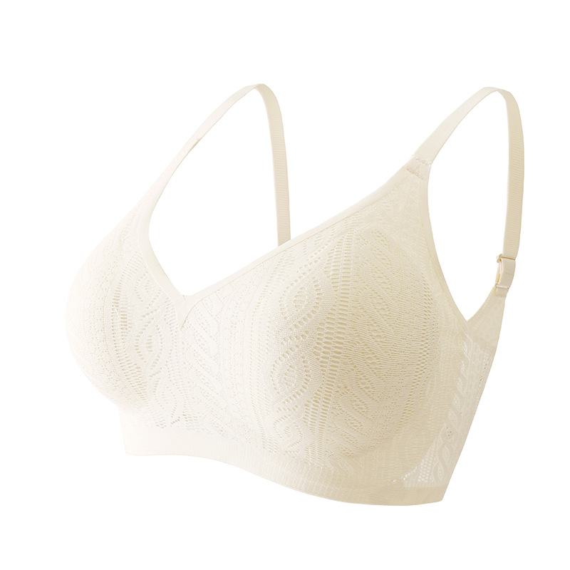 Hermoso sin costuras, espalda grande, pechos grandes, ropa interior pequeña, recogido, sin anillo de acero, sujetador de tres pechos, camisola de copa fija de pecho
