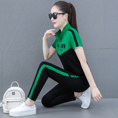 Women's Summer Sportswear Set 2022 New Short Sleeve Long Pants Casual Fashion Plus Size Running Hoodie Two-Piece Set