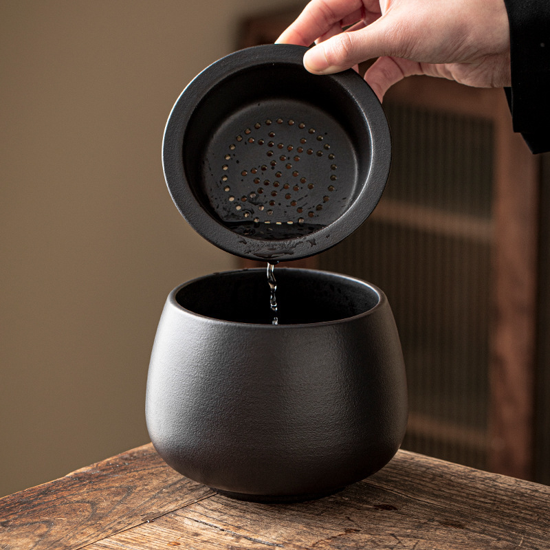 黒陶茶粕タンクセラミック茶洗浄水フィルター蓋付き廃水タンク孟大型デスクトップゴミ箱茶水分離|undefined