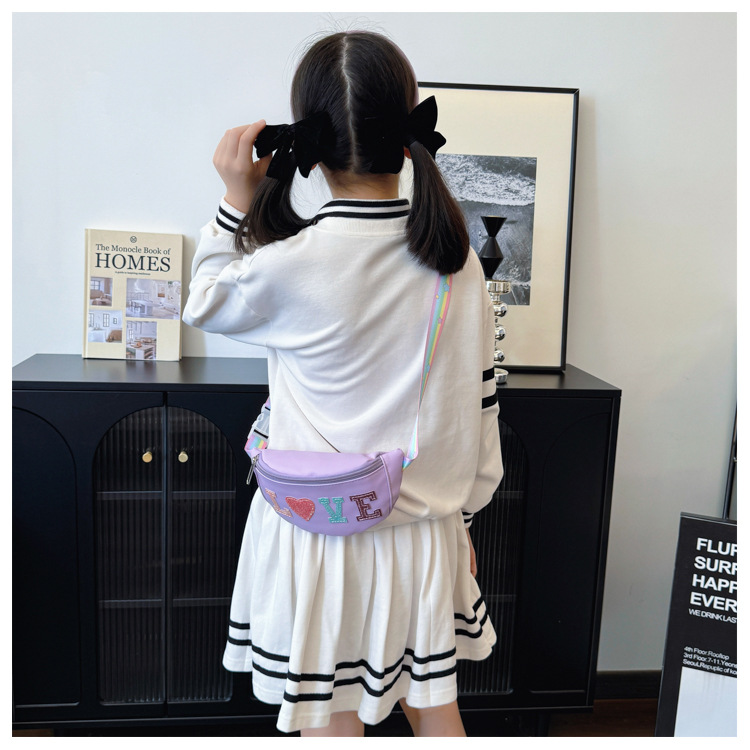 198g Weight Polyester Lining Material Sequins Fashion Element Zipper Closure Type Sling Strap Strap Type Fanny Pack Bags Type Casual, Daily Occasion Pu Leather Material Letter Pattern All Seasons Season Kid'S Gender Cute Style Dumpling Shape Shape Kid'S Pu Leather Letter Cute Sequins Dumpling Shape Zipper Fanny Pack 6