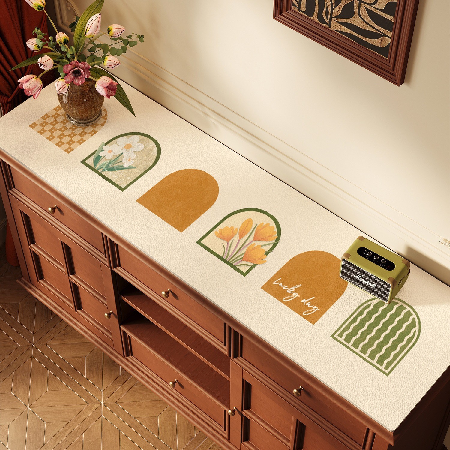 Simple Sideboard Table Mat, Waterproof, Stain-Resistant, No-Wash, 2025 New Model, Light Luxury, High-End Feel, Entryway Countertop Protective Mat