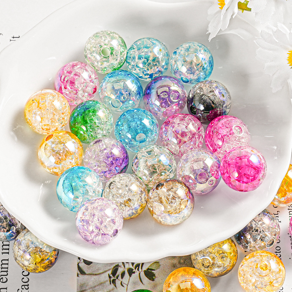 AB colorido, explosión transparente, grieta, vidrio de dos colores, cuentas, bricolaje, cadena de teléfono móvil floral, accesorios de cuentas al por mayor