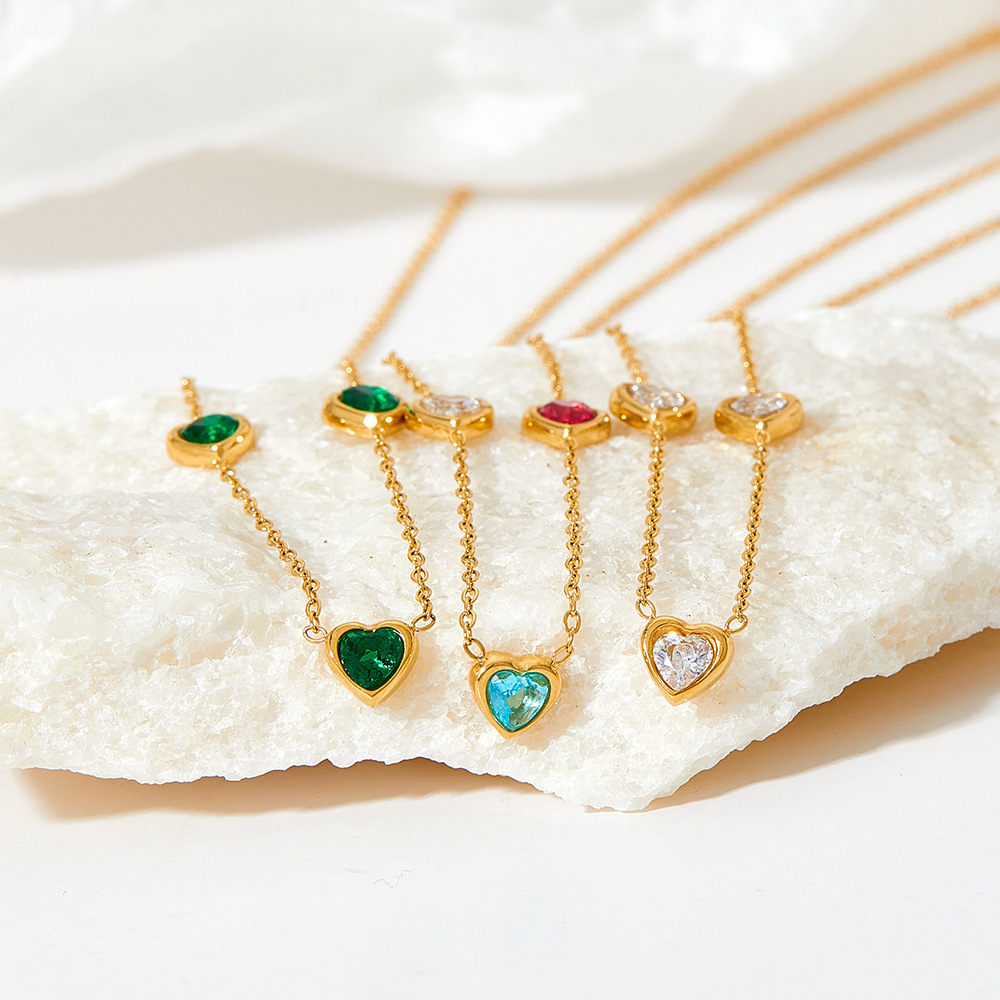 Real Gold Plated Plating Material 304 Stainless Steel Pendant Material Zircon Inlay Material Fashion Heart Shape 304 Stainless Steel 16K Gold Plated White Gold Plated Gold Plated Zircon Stainless Steel Bracelets In Bulk