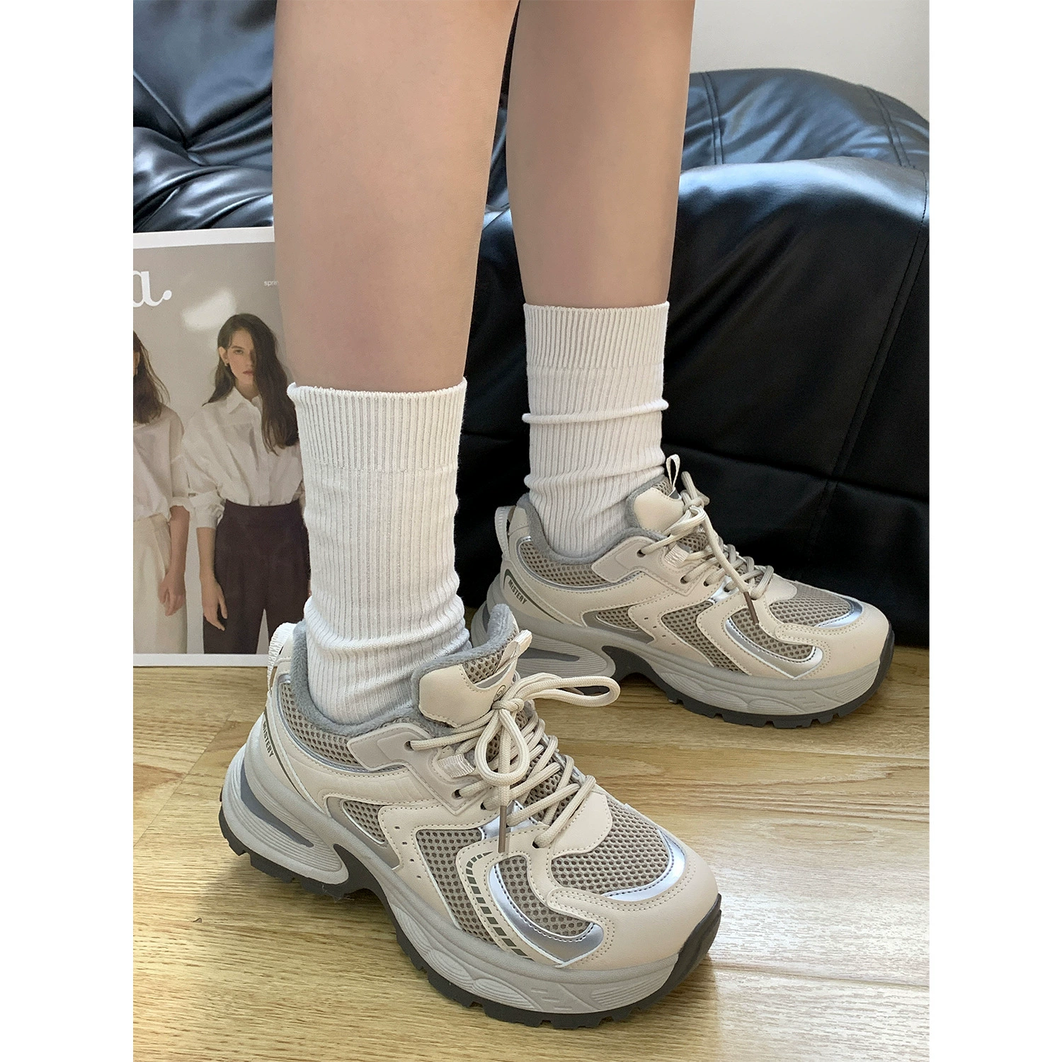Yuanyi Shoes Walm 2024 Зимняя Plus Daddy Shoes женские спортивные туфли MIS-1572-1