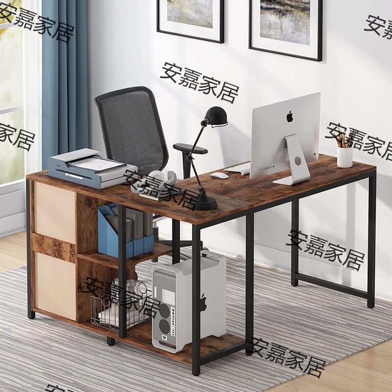 L-shaped desk with drawer cabinet 47 inch corner desk with monitor stand computer desk writing learning game