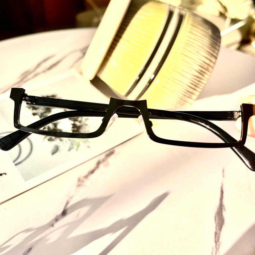 Half-rim glasses, square frame, blue light blocking, non-prescription, cosplay glasses frame for women, anime-style, no lenses, decorative glasses