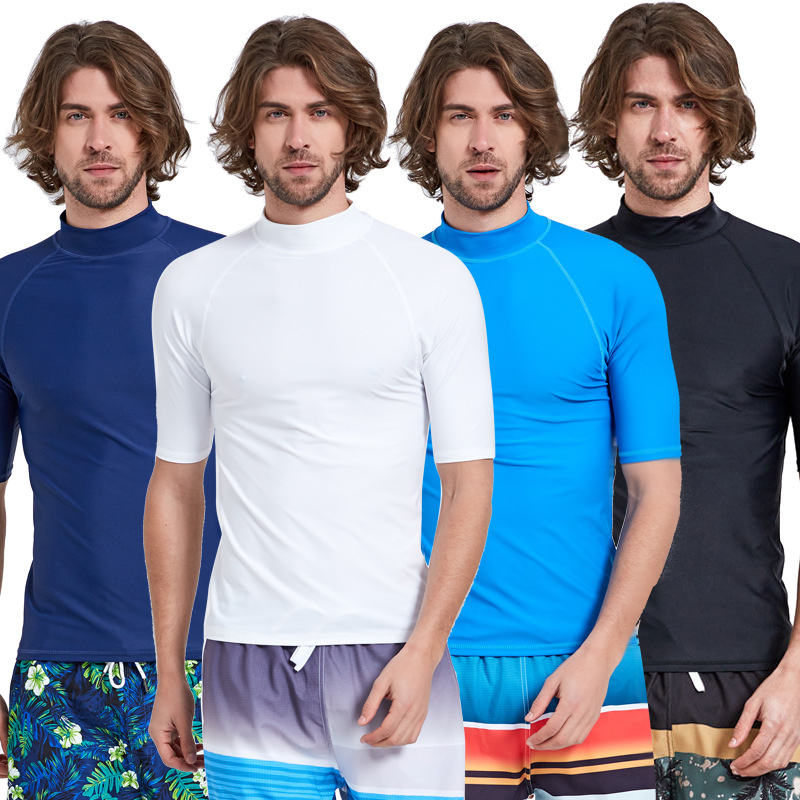 鲨巴特男士短袖潜水服防晒游泳衣速干水母衣上衣修身冲浪浮潜服