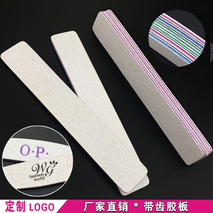 En stock al por mayor lima de uñas rectangular Corazón Púrpura placa de goma con dientes tira de frotamiento de uñas tira de molienda de doble cara Super resistente al desgaste