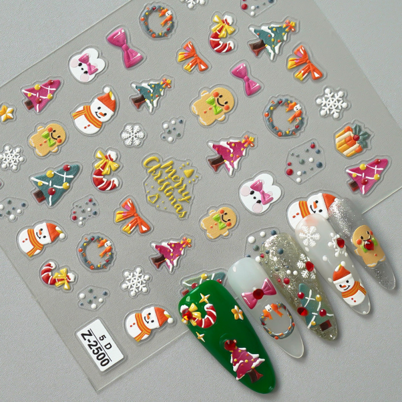 ヨーロッパとアメリカのクリスマスネイルアートステッカー漫画かわいい 5D 立体レリーフステッカー DIY ネイルアートアクセサリー子供のネイルステッカー|undefined