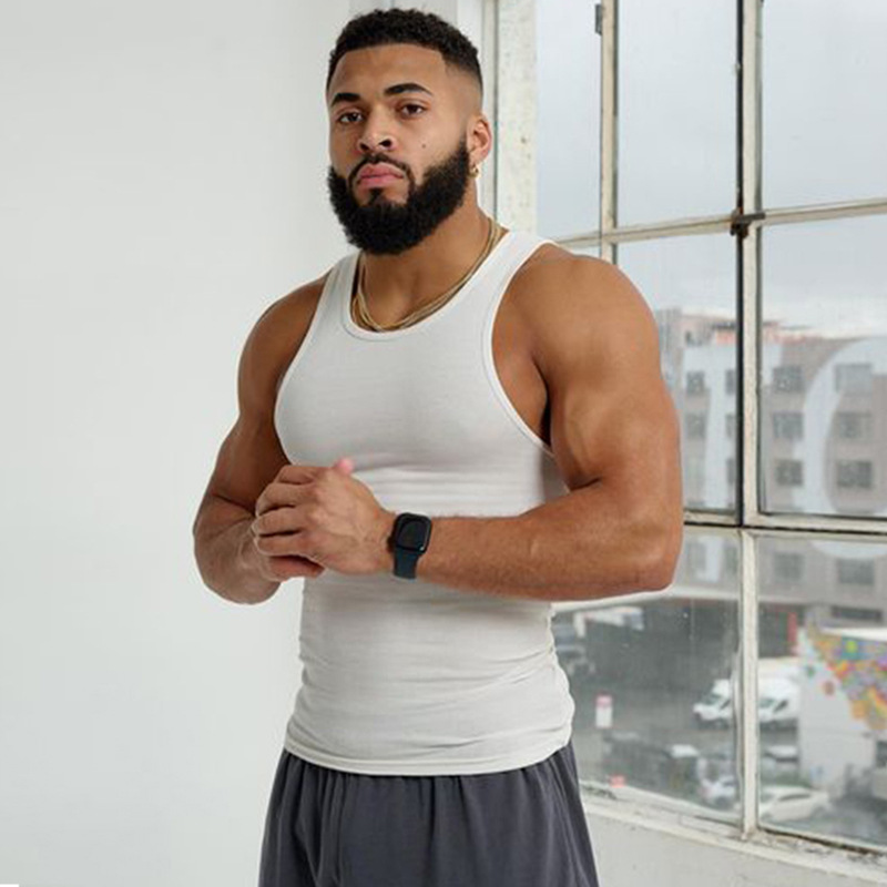 Chaleco de verano para hombre, estilo americano, juvenil, de alta elasticidad, acanalado, ajustado, de secado rápido, transpirable, sin mangas. image 10