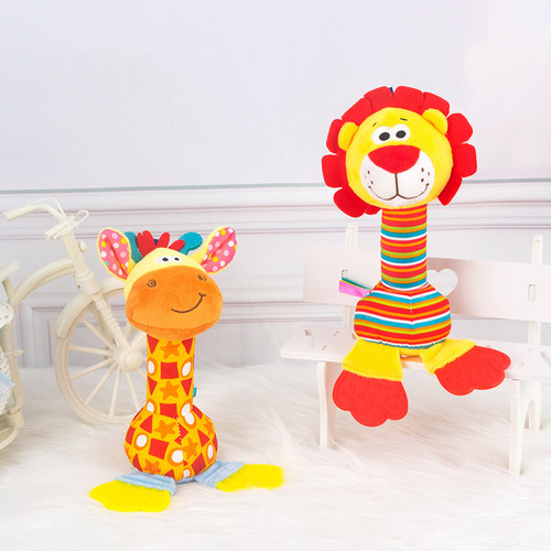 Infant Rattles Toy 0-1 Year Bed Hanger Attachment Plush Teether Handbell Doll