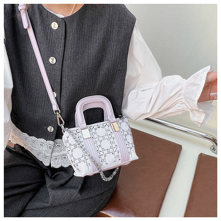 Summer bag: Women's niche design denim blue hot diamond handbag, 2025 new style bow single-shoulder crossbody bag undefined