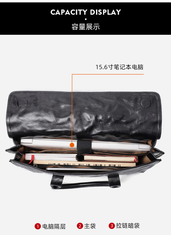 Túi xách tay nam da bò lớp đầu vân vân tay, túi công sở đựng laptop 15 inch 39×9×29 cm — Lớp lót nỉ flannel cao cấp thuộc da thực vật, Lớp lót flannel cao cấp chi tiết 9